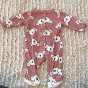 Carter's Pink and White Footies with Koala Print